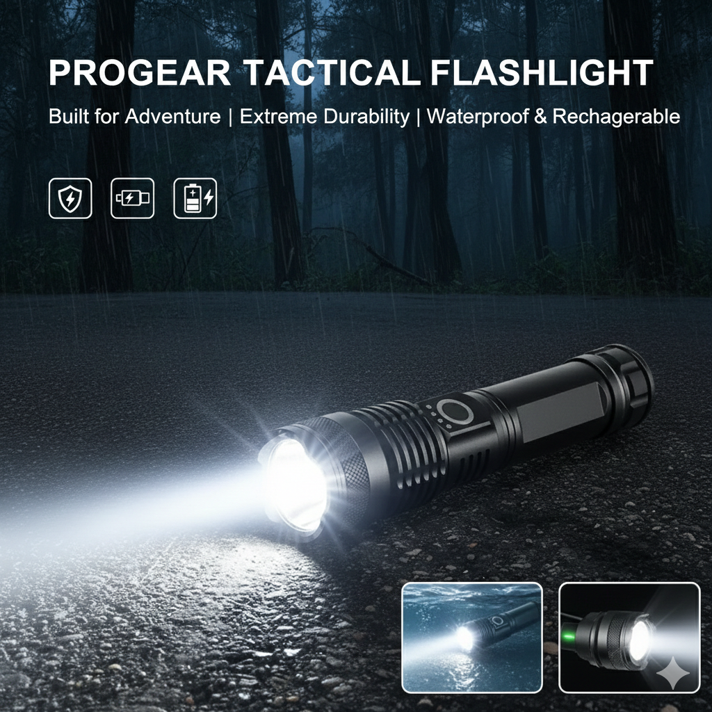 High-Lumen Rechargeable LED Camping Lantern - IPX6 Waterproof Tactical Flashlight with Power Bank Function, Portable Emergency Torch for Hiking, Fishing & Outdoors