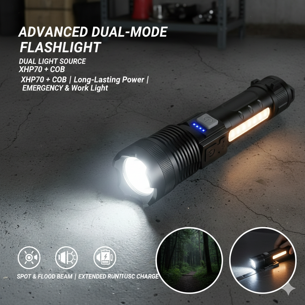 High-Lumen Rechargeable LED Camping Lantern - IPX6 Waterproof Tactical Flashlight with Power Bank Function, Portable Emergency Torch for Hiking, Fishing & Outdoors