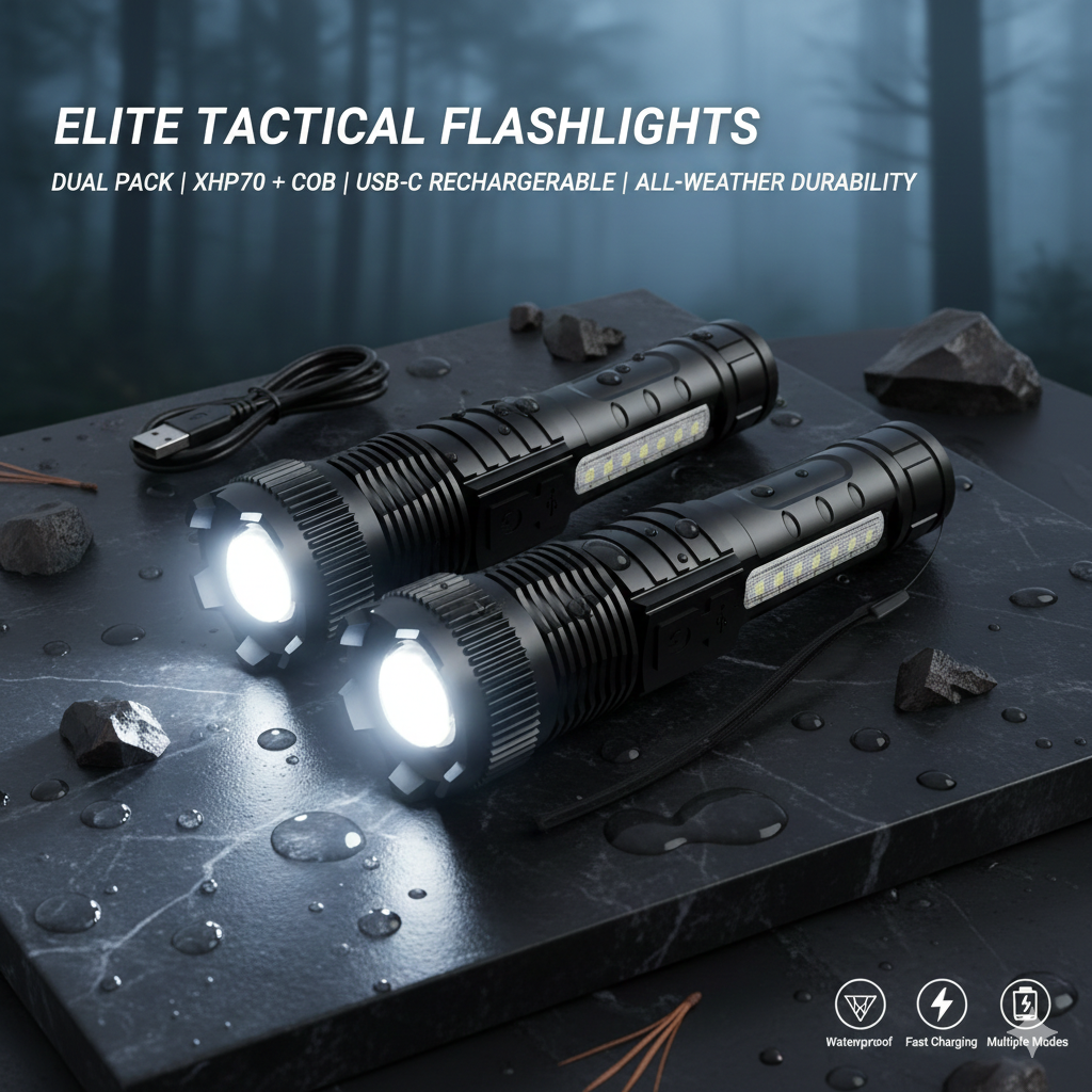 High-Lumen Rechargeable LED Camping Lantern - IPX6 Waterproof Tactical Flashlight with Power Bank Function, Portable Emergency Torch for Hiking, Fishing & Outdoors