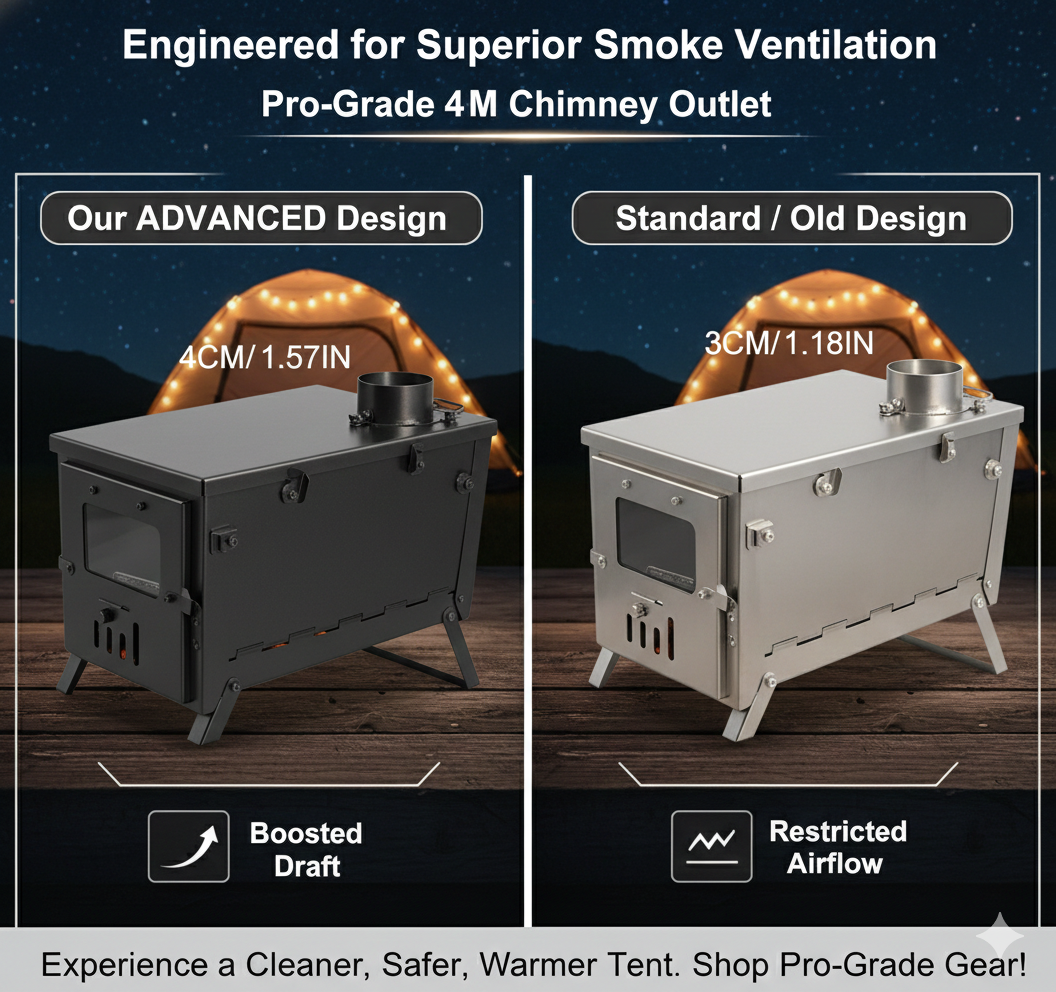 Ultimate Winter Gear: Portable Stainless Steel Wood Stove with Detachable Chimney | Compact All-Season Tent Heater & Grill for Hiking, Hunting & Survival