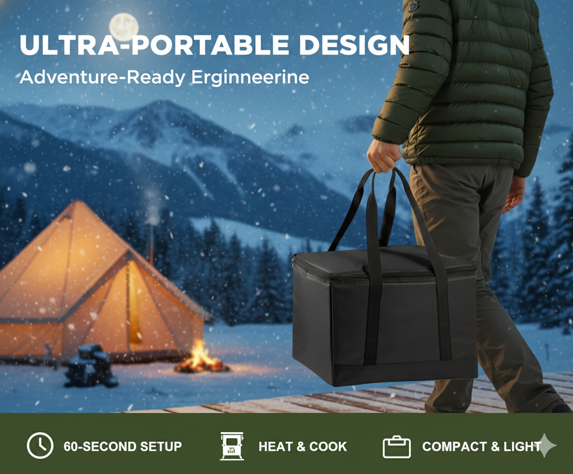 Ultimate Winter Gear: Portable Stainless Steel Wood Stove with Detachable Chimney | Compact All-Season Tent Heater & Grill for Hiking, Hunting & Survival